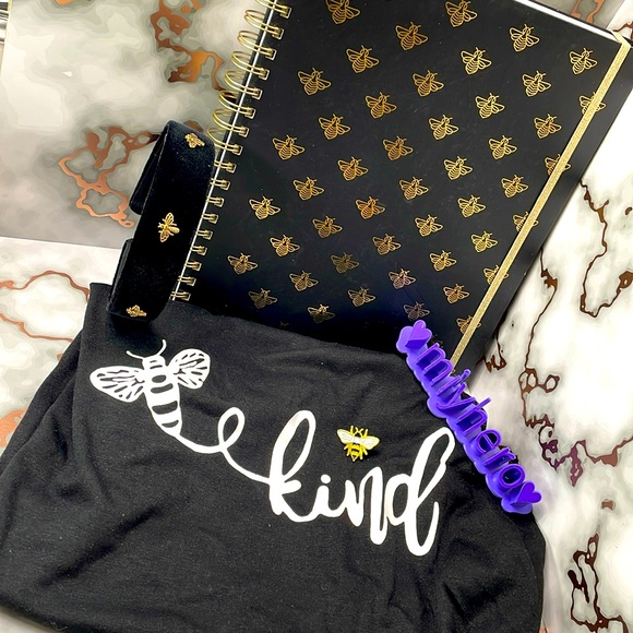miyhero Tops - 4pc Bee Kind bundle with small t- shirt, headband, notebook and pin